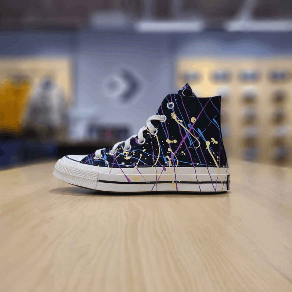 商品【预售商品15天发货】 Converse|【韩国直邮|包邮包税】匡威 CHUNK TAYLOR 70 PAINTER 黑色 高腰 运动鞋 CHUCK 70 HI 黑色/HYPER MAGENTA/EGRET 170801C,价格¥617,第2张图片详细描述