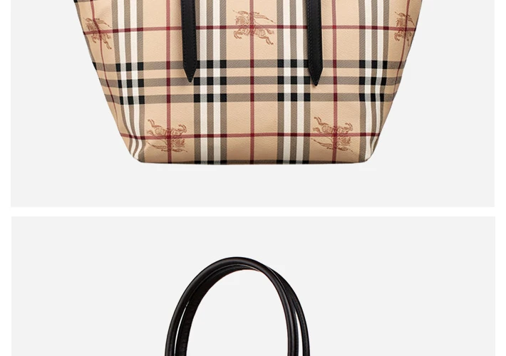 商品Burberry|Burberry 博柏利 女士米色pvc皮革手提包斜挎包 3882392,价格¥3552,第4张图片详细描述