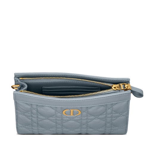 商品Dior|【包税】DIOR/迪奥 DIOR CARO系列 女士云蓝色藤格纹小牛皮金扣配可拆卸金链拉链开合单肩斜挎手拿链条包S5106UWHC_M81B,价格¥13575,第3张图片详细描述