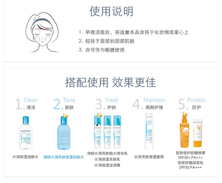 商品Bioderma|Bioderma贝德玛润妍水润保湿爽肤水250ml,价格¥160,第3张图片详细描述