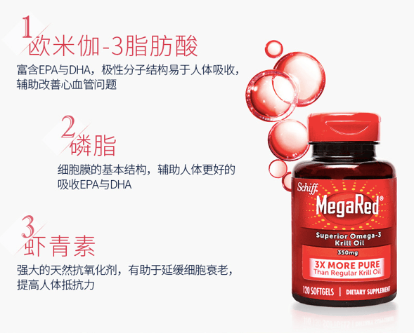 商品MegaRed|磷虾油欧米伽软胶囊 虾青素加强版 500mg 40粒,价格¥345,第2张图片详细描述