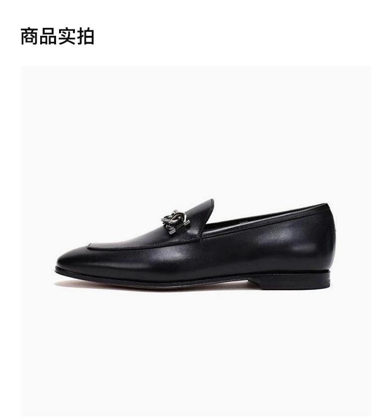 商品Salvatore Ferragamo|SALVATORE FERRAGAMO 男士黑色牛皮乐福鞋皮鞋 0696061,价格¥2195,第4张图片详细描述