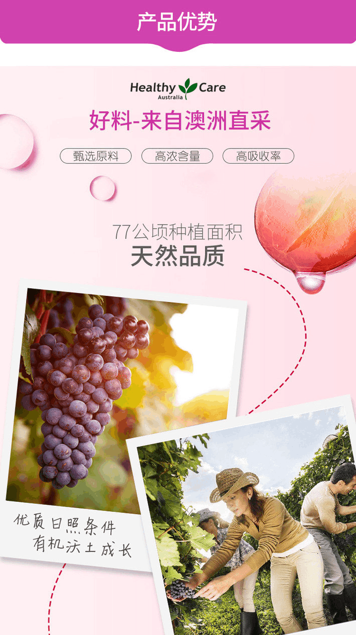 商品Healthy Care|澳洲healthy care葡萄籽胶囊300粒进口OPC原花青素提取物精华,价格¥111,第5张图片详细描述
