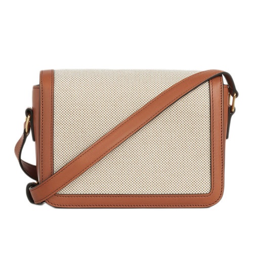 商品Celine|【包税】CELINE/赛琳 经典TRIOMPHE TEEN系列 女士棕褐色白色织物天然小牛皮斜跨单肩包188882BGI.04LV ,价格¥21281,第3张图片详细描述