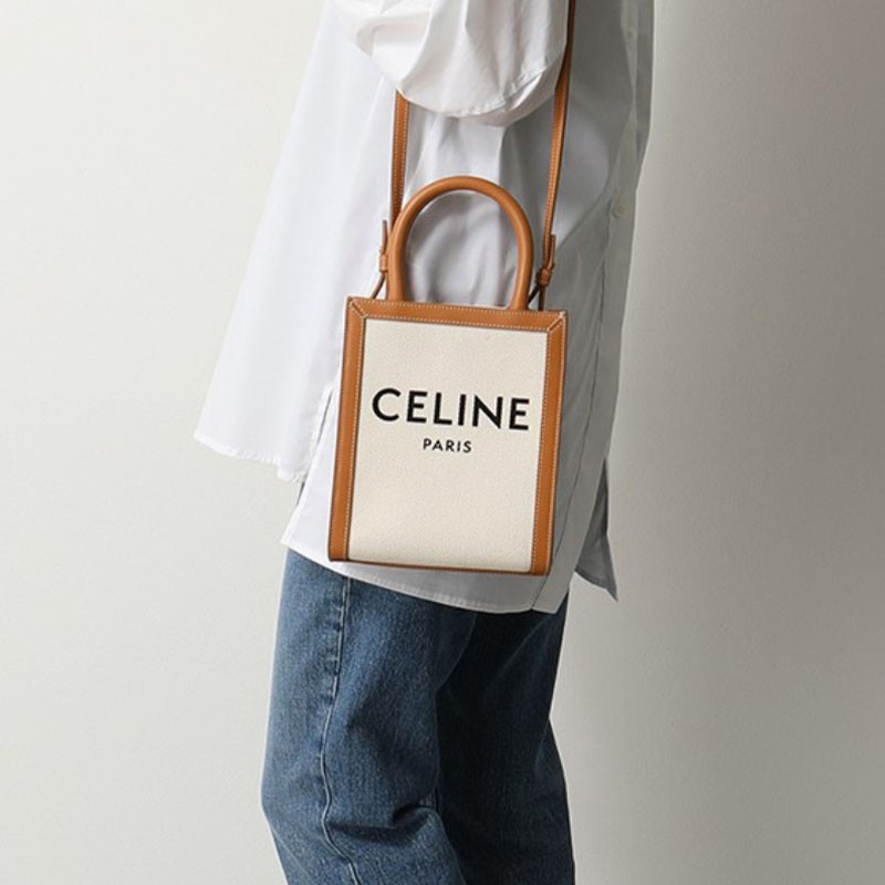 商品Celine|【国内直发合作国检&华测】赛琳女包单肩包竖款琴谱托特包迷你款黄棕色,价格¥10335,第1张图片详细描述