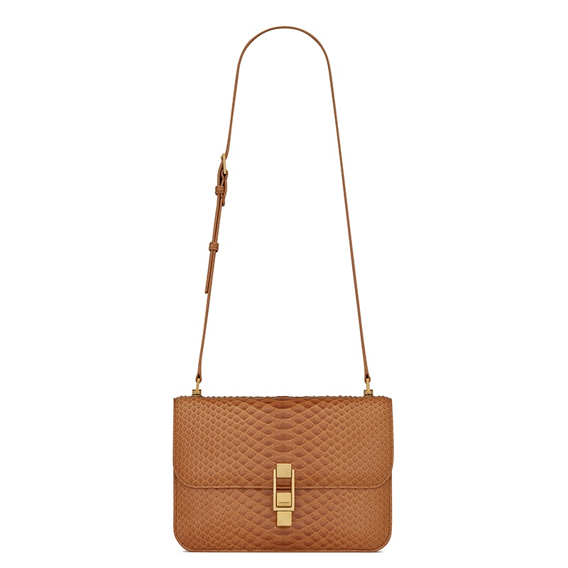商品Yves Saint Laurent|SAINT LAURENT PARIS/圣罗兰 YSL 秋冬新款 CARRÉ系列 女士榛子色蟒蛇皮金色搭扣翻盖方形手提斜挎单肩包633214L3QHW2748,价格¥24183,第2张图片详细描述