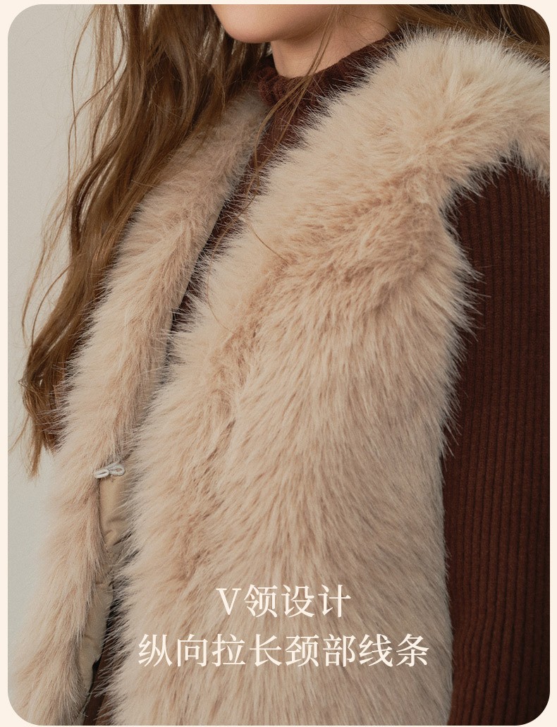 商品[国内直发] GLENVINTEN|格岚云顿英国品牌高端系列女童仿灵狐毛马甲2023冬季新款中大童儿童洋气保暖毛毛皮草外套,价格¥266,第9张图片详细描述