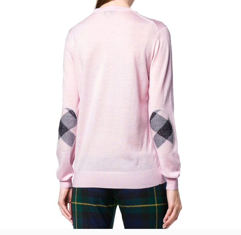 商品Burberry|Burberry 博柏利 女士粉色美利诺羊毛修身长袖套头衫 8002913,价格¥2154,第7张图片详细描述