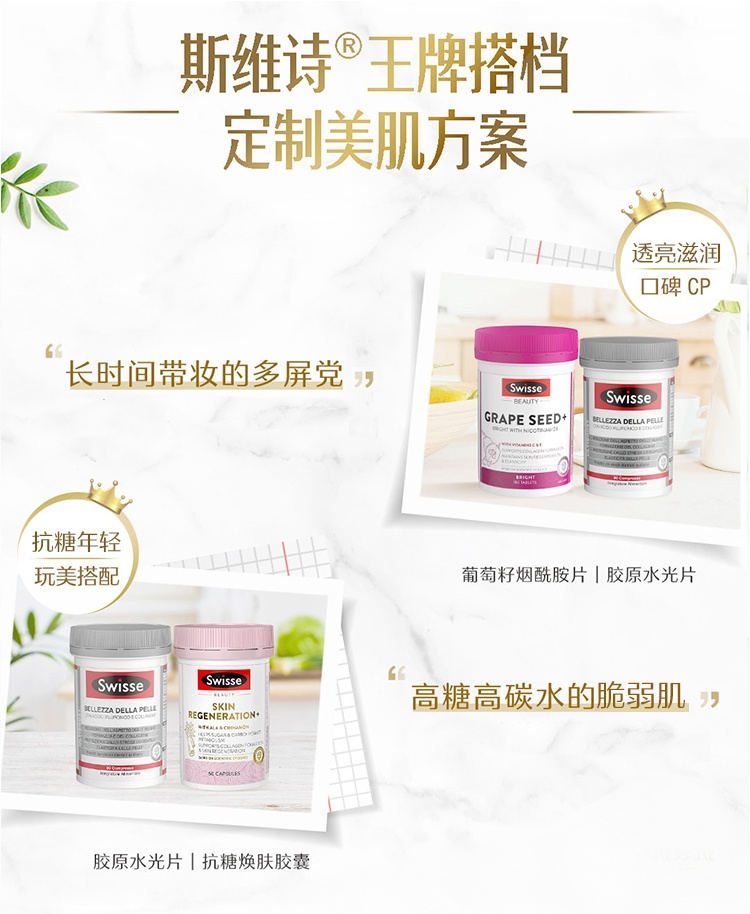 商品[国内直发] Swisse|Swisse斯维诗水光片内调口服全身美容玻尿酸胶原蛋白肽女保健品,价格¥444,第12张图片详细描述