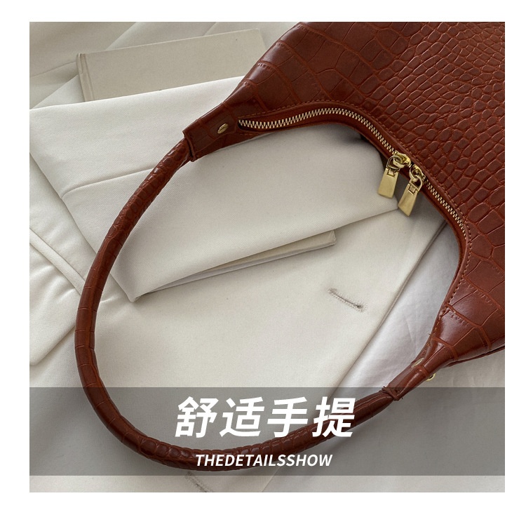 商品[国内直发] GLENVINTEN|格岚云顿腋下包女士包包2022秋季新款韩版时尚复古鳄鱼纹法棍包女式单肩包,价格¥355,第5张图片详细描述
