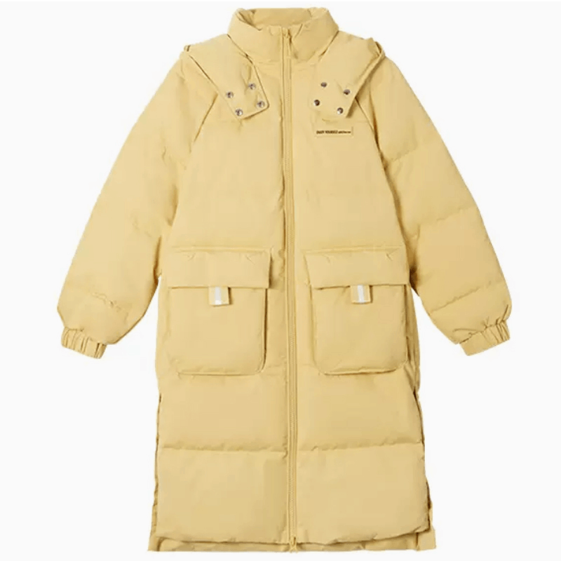 商品[国内直发] HS LOVE'S|HS LOVE'S大牌羽绒服女中长款2022冬季新款小个子炸街外套白鸭绒黄色-HSD190009,价格¥441,第8张图片详细描述