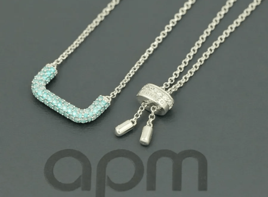 商品[国内直发] apm Monaco|apm MONACO蓝色U型吊坠项链925纯银女士锁骨项链生日礼物 情人节礼物送女友AC5442XKI,价格¥436,第7张图片详细描述