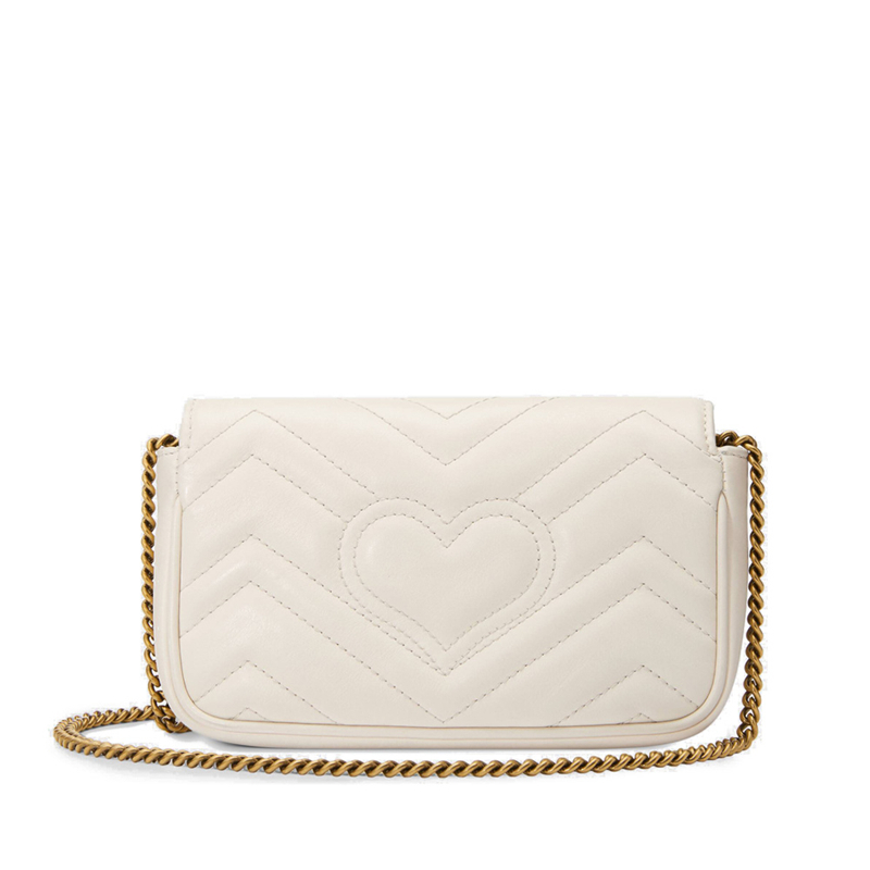商品Gucci|古驰 GG Marmont 女士超迷你白色链条单肩包,价格¥7500,第6张图片详细描述