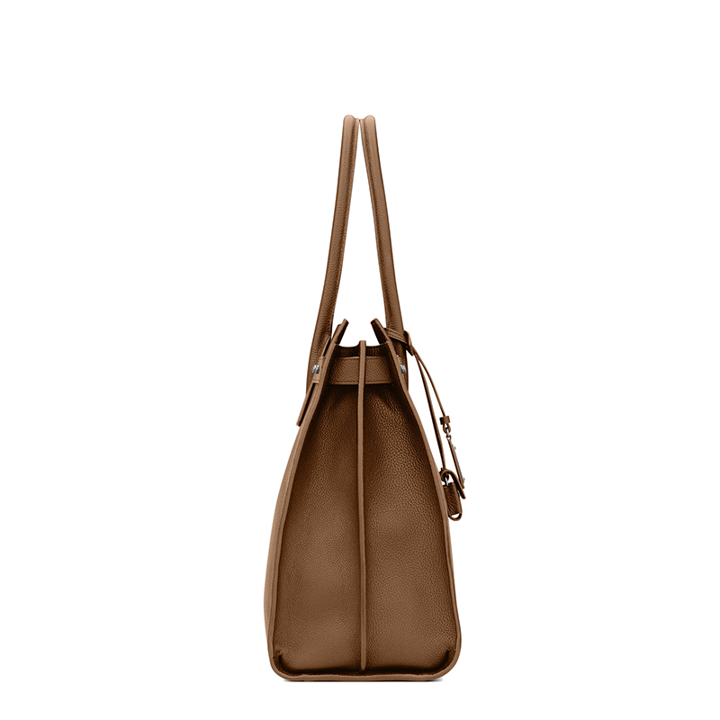商品Yves Saint Laurent|SAINT LAURENT PARIS/圣罗兰 YSL 22春夏新款SAC DE JOUR系列 男士深木色粒面皮革竖款银扣银锁单肩手提托特包,价格¥15786,第3张图片详细描述