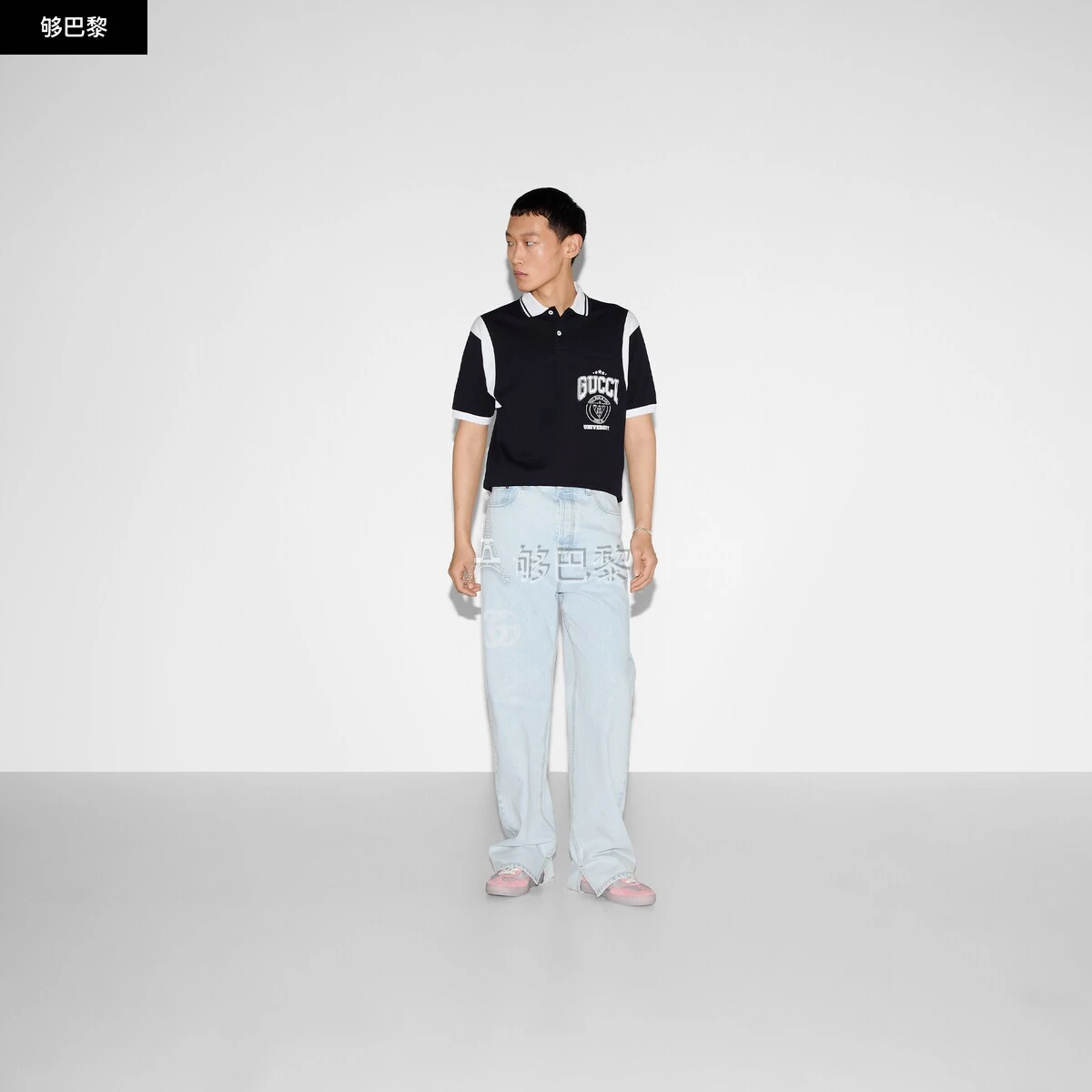 商品Gucci|【预售】 古驰 25春夏 男士 短袖Polo 饰印花珠地棉POLO衫 811426 XJG2A 4027,价格¥5852,第5张图片详细描述