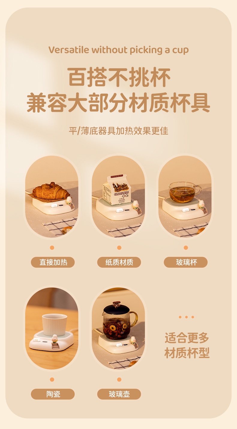 商品[国内直发] GLENVINTEN|格岚云顿新款萌宠汤屋恒温暖暖杯暖杯垫养生杯垫加热杯办公室神器恒温保温碟,价格¥185,第8张图片详细描述