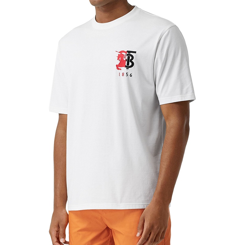 商品Burberry|现货BURBERRY/博柏利 经典款 男女同款白色棉质圆领T恤80223081,价格¥1381,第4张图片详细描述