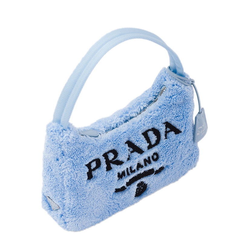 商品Prada|PRADA/普拉达 22新款Re-Edition 2000系列 女士迷你天蓝色/黑色织物徽标印花饰徽标吊饰单肩斜挎毛圈包hoob流浪包1NE515_2DXO_F0D4O,价格¥7769,第3张图片详细描述