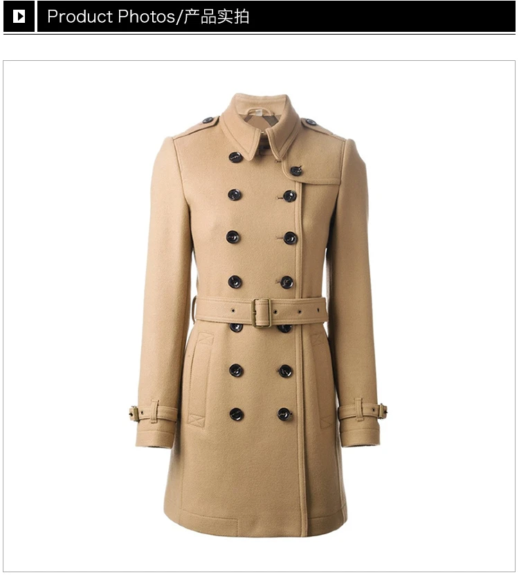 商品[国内直发] Burberry|BURBERRY 女士浅棕色中长款双排扣风衣 3899045,价格¥6609,第4张图片详细描述