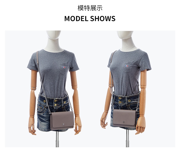商品[国内直发] Tory Burch|托里·伯奇TORY BURCH  奢侈品TB 女士灰色皮质单肩斜挎包链条包 82328-082,价格¥2214,第6张图片详细描述