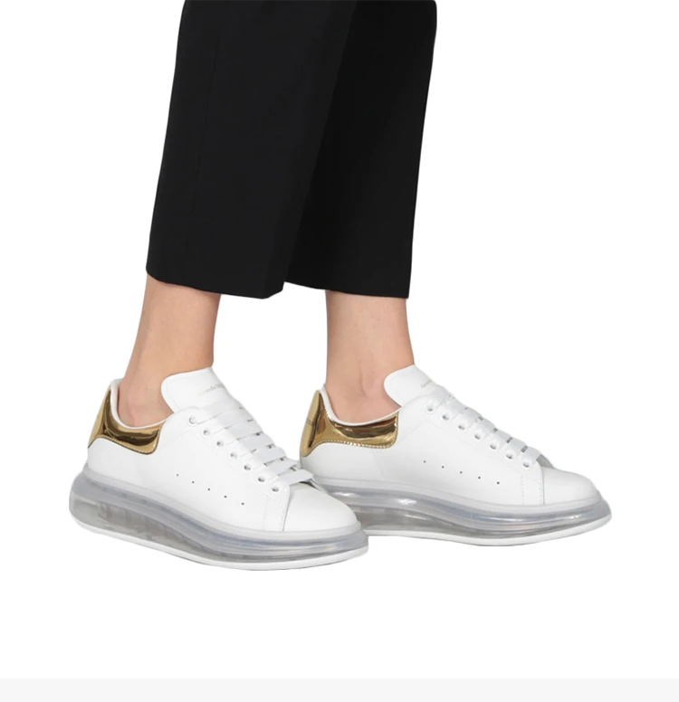 商品Alexander McQueen|Alexander McQueen 亚历山大·麦昆 女士白色皮革金尾休闲运动鞋 611698-WHX9X-9075,价格¥3439,第8张图片详细描述