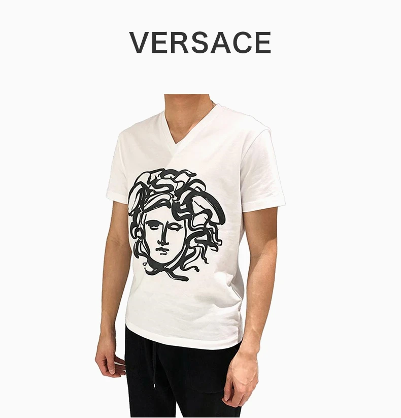 商品Versace|VERSACE 范思哲 白色棉男士T恤 A79224-A222614-A911,价格¥1387,第2张图片详细描述