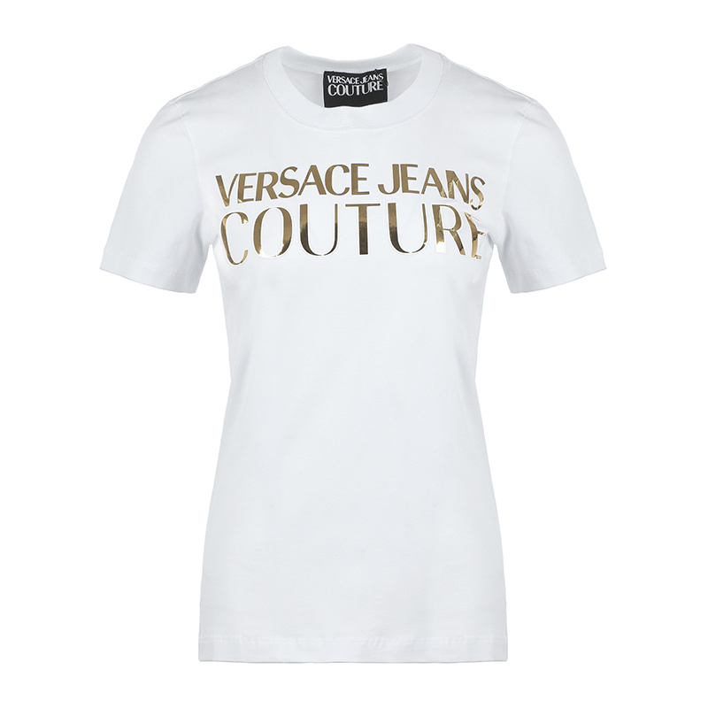 商品[国内直发] Versace|VERSACE JEANS 女白色短袖T恤 72HAHG01-CJ02G-G03,价格¥902,第1张图片详细描述