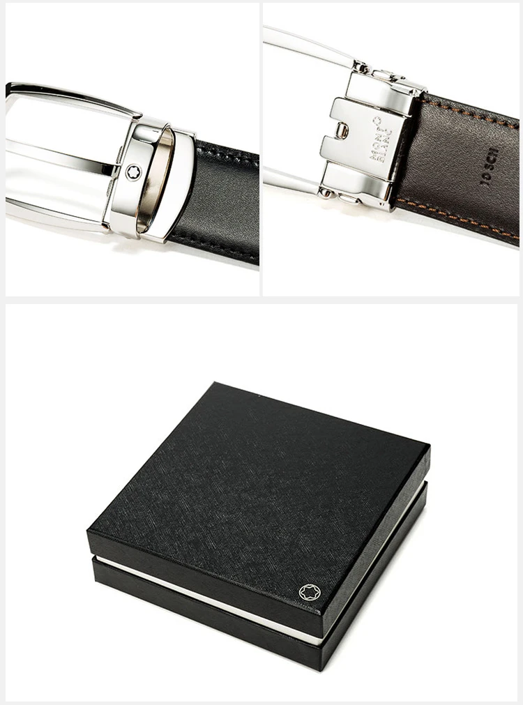 商品[国内直发] MontBlanc|Mont Blanc 万宝龙 椭圆形针扣小牛皮皮带 112960,价格¥1631,第4张图片详细描述