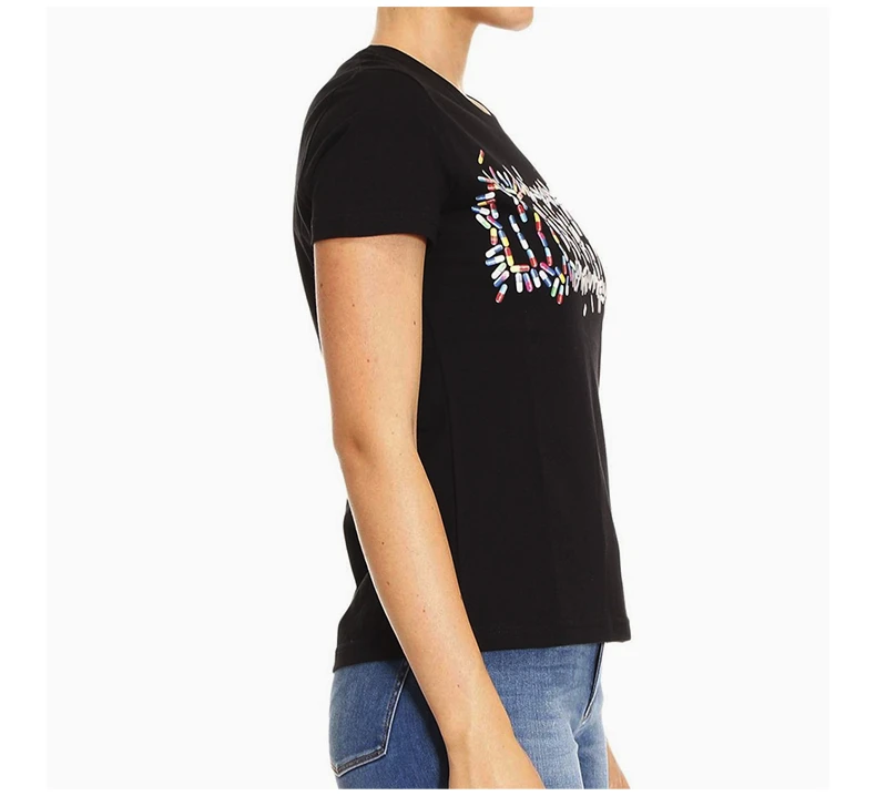 商品Moschino|MOSCHINO 黑色女士T恤 07024140-1555,价格¥954,第6张图片详细描述
