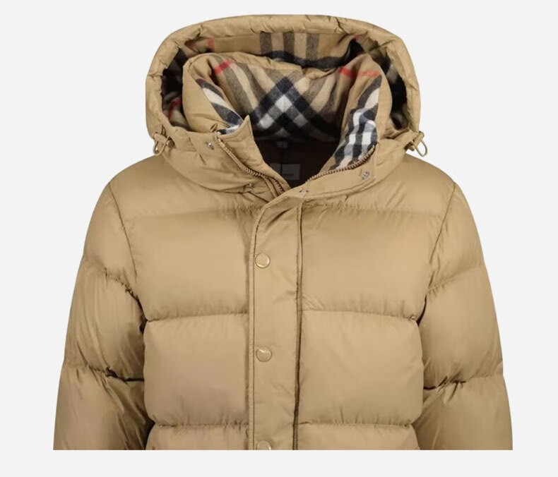 商品Burberry|BURBERRY博柏利 时尚冬季保暖长袖连帽羽绒服 80910931 男女同款情侣款 驼色,价格¥4816,第6张图片详细描述