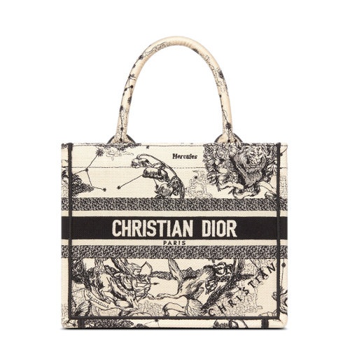 商品Dior|【包税】DIOR/迪奥 BOOK系列 女士小号奶白色织物星座茹伊印花刺绣单肩手提托特包M1265ZRHZ_M941,价格¥22347,第5张图片详细描述