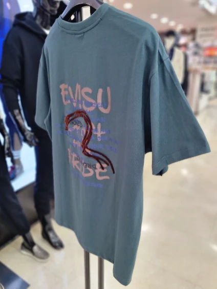 商品Evisu|【享贝家】（国内现货-QD）EVISU 福神 后背字母图案休闲圆领短袖T恤 男女同款 EU1UTS701,价格¥196,第8张图片详细描述