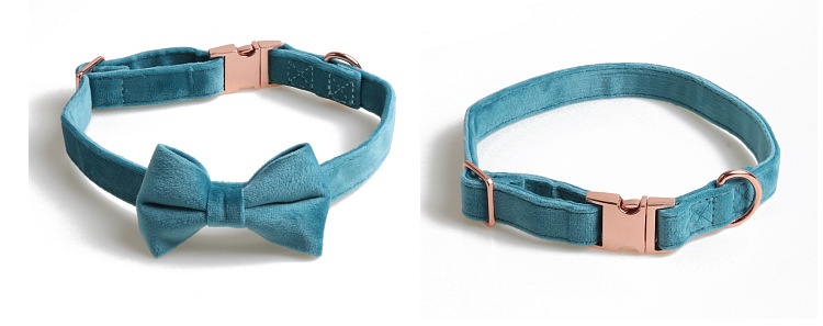 商品[国内直发] GLENVINTEN|丝绒宠物项圈 蝴蝶结狗项圈 玫瑰金全金属,价格¥88,第8张图片详细描述