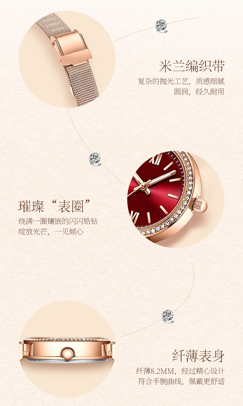 商品[国内直发] Mark Fairwhale|马克华菲手表女士石英表防水轻奢休闲满天星手表,价格¥315,第16张图片详细描述