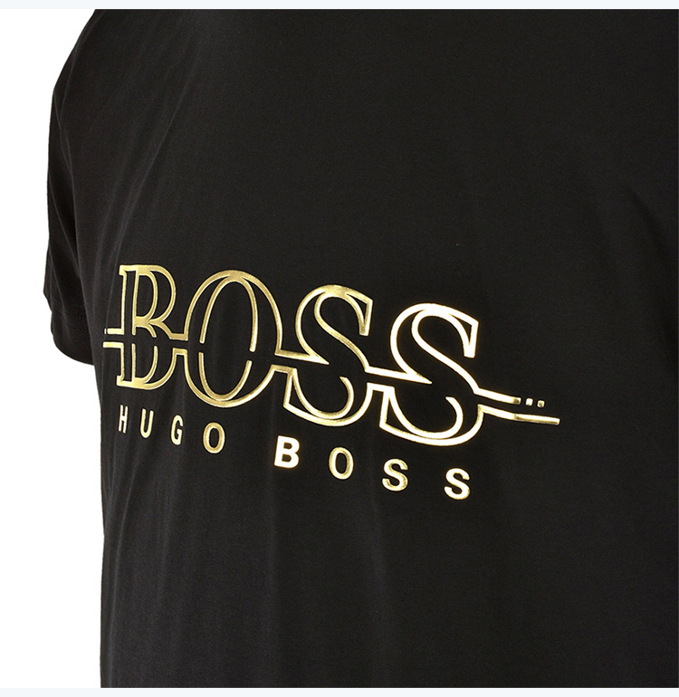 商品Hugo Boss|Hugo Boss 雨果博斯 19春夏 男士黑色纯棉短袖半袖圆领T恤 TEEGOLD-6415-001,价格¥552,第4张图片详细描述