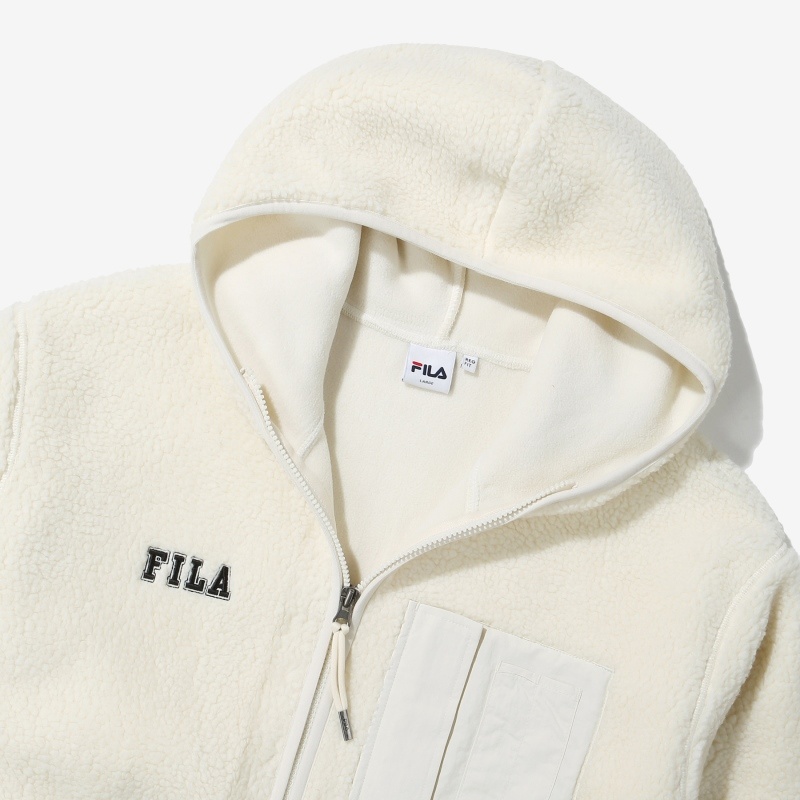 商品Fila|【享贝家】（国内现货）FILA斐乐 新款加厚加绒保暖连帽夹克外套 男女同款 黑色\灰色\奶白色 FS2PLD4102X   G-QD,价格¥337,第12张图片详细描述