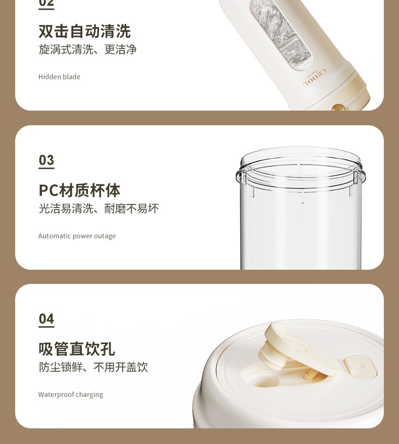 商品[国内直发] GLENVINTEN|格岚云顿英国品牌CEOOL总裁小姐小型便携式榨汁杯迷你榨汁机碎冰车载果汁机,价格¥190,第21张图片详细描述