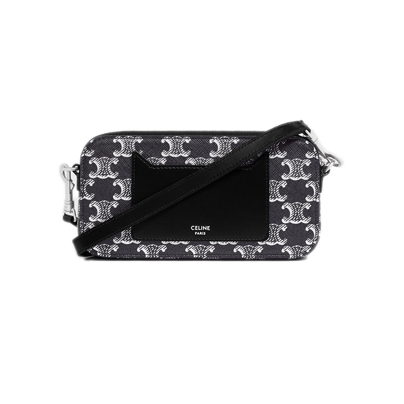 商品Celine|赛琳 23新款 男士黑色帆布配皮拉链开合单肩包,价格¥6555,第3张图片详细描述