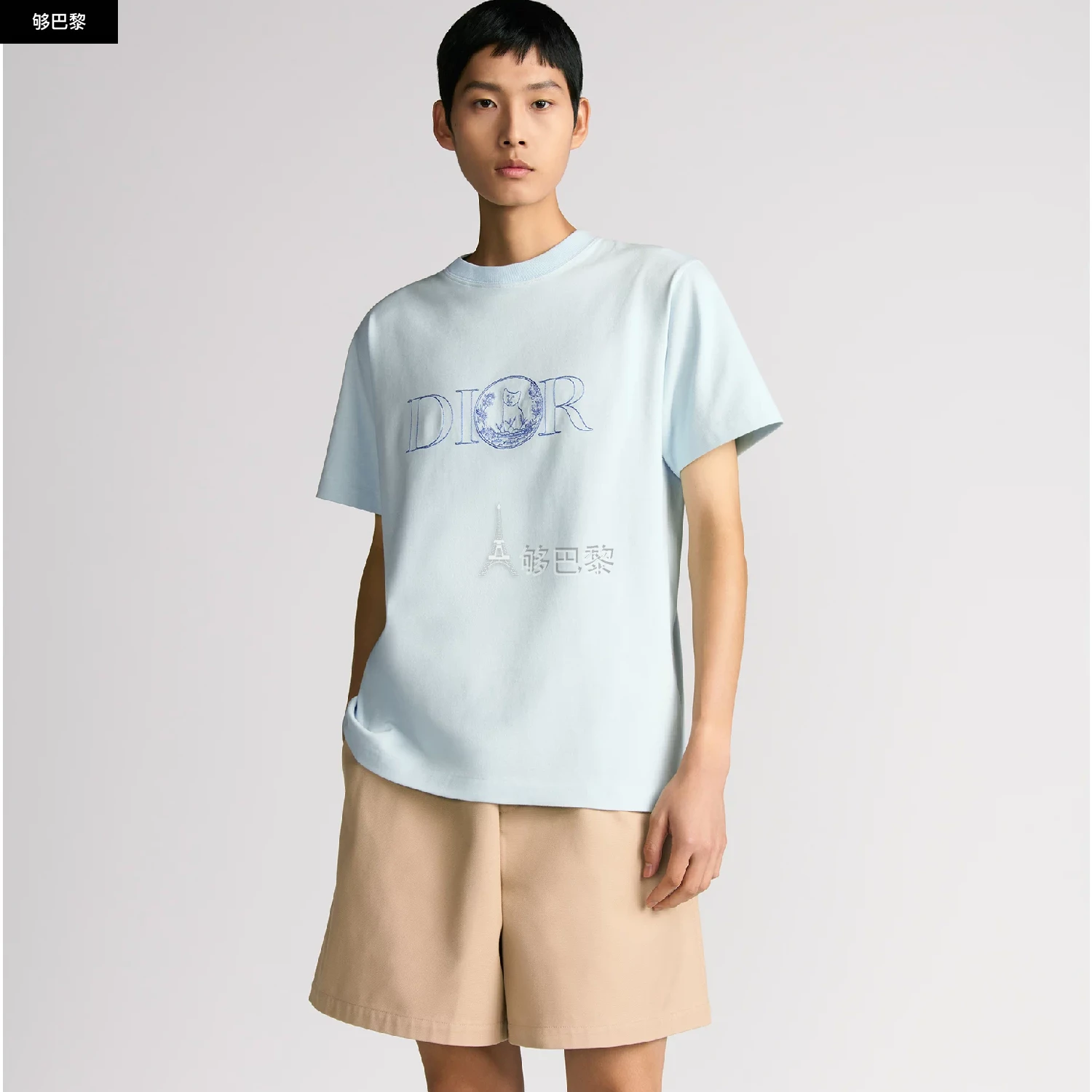 商品Dior|【预售】 迪奥 25春夏 男士 短袖T恤 DIOR AND HYLTON NEL 宽松版型 T 恤 583J696C0554_C585 ,价格¥7170,第4张图片详细描述