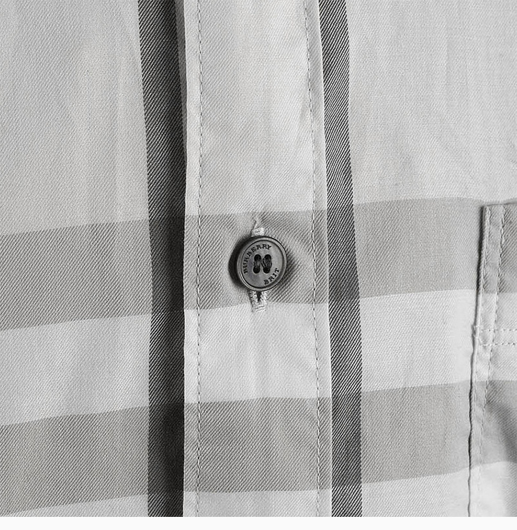 商品[国内直发] Burberry|Burberry 博柏利 男士灰白色纯棉格子长袖衬衫 3942560,价格¥2125,第25张图片详细描述