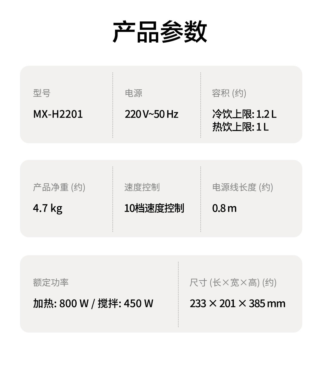 商品[国内直发] Panasonic|panasonic 破壁机MX-H2201轻音家用小型豆浆机榨汁辅食料理一体机全自动,价格¥628,第24张图片详细描述