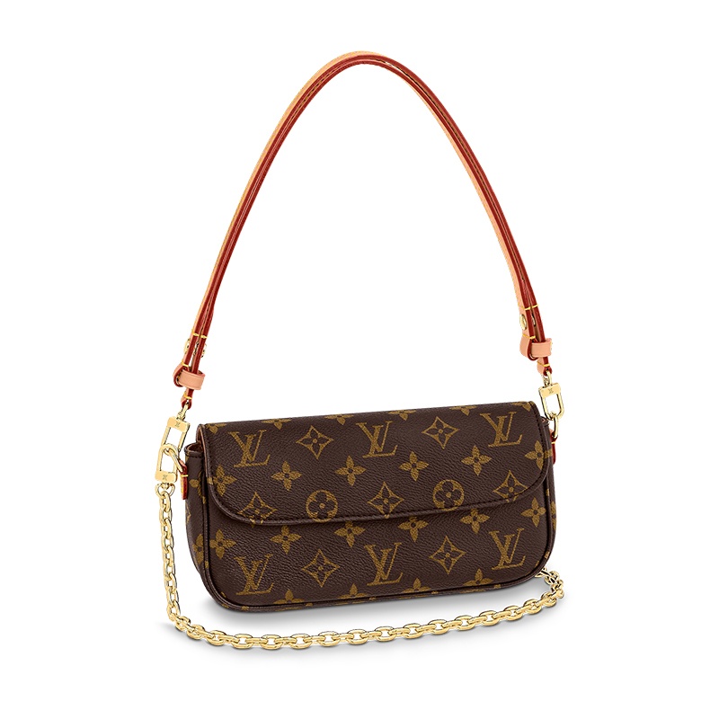 商品Louis Vuitton|【现货】路易威登23新款女士棕色帆布老花金色五金腋下包单肩链条包 M81911,价格¥16567,第5张图片详细描述