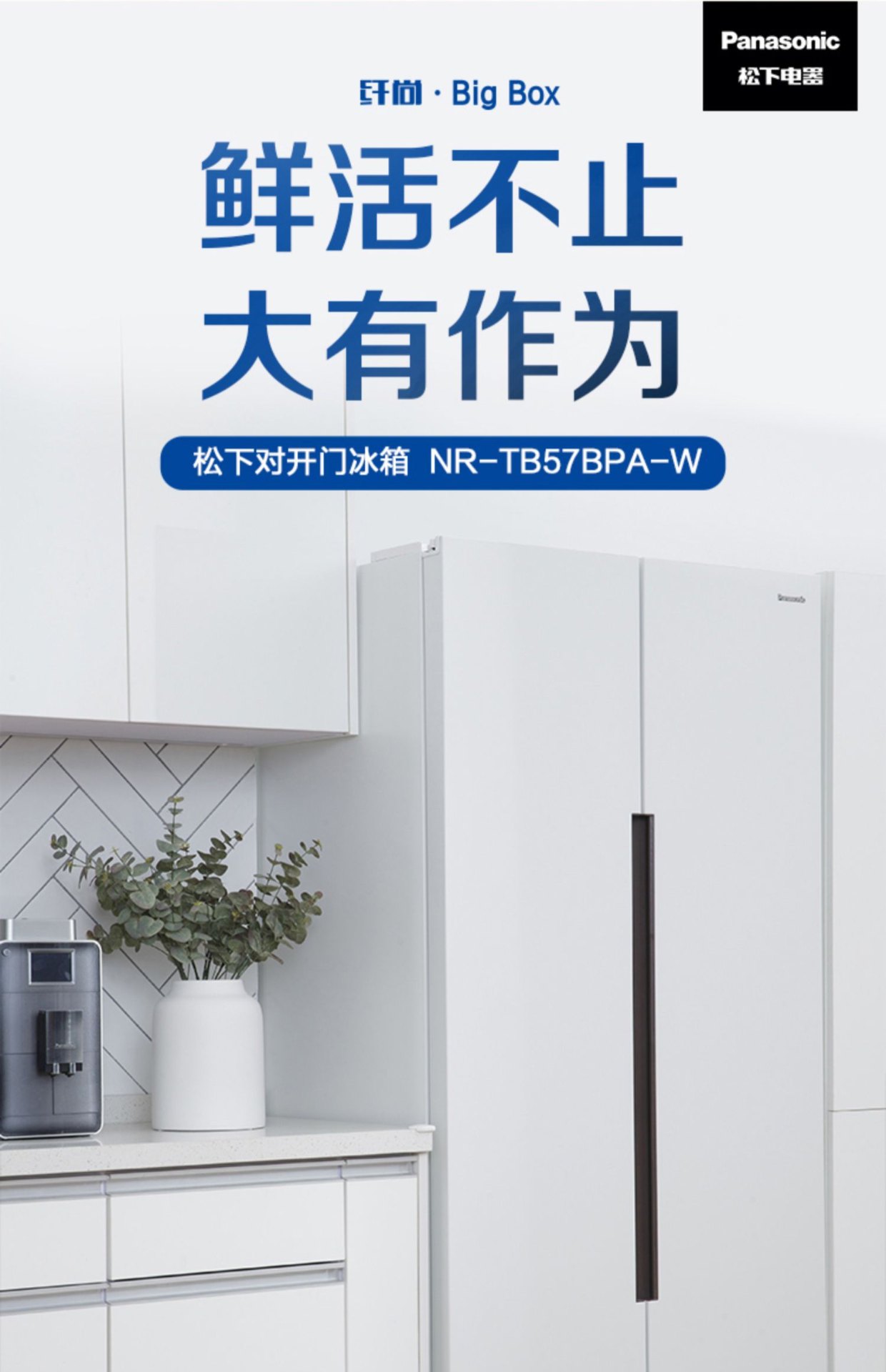 商品[国内直发] Panasonic|Panasonic/松下对开门家用风冷无霜纤薄嵌入大容量电冰箱NR-TB57BPA-W,价格¥4122,第1张图片详细描述
