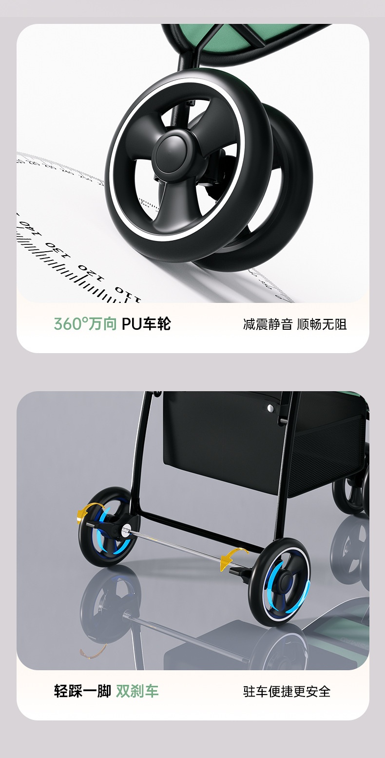 商品[国内直发] GLENVINTEN|中小型宠物推车轻便可爱花边装饰猫咪狗狗推车可分离折叠一车两用,价格¥663,第7张图片详细描述