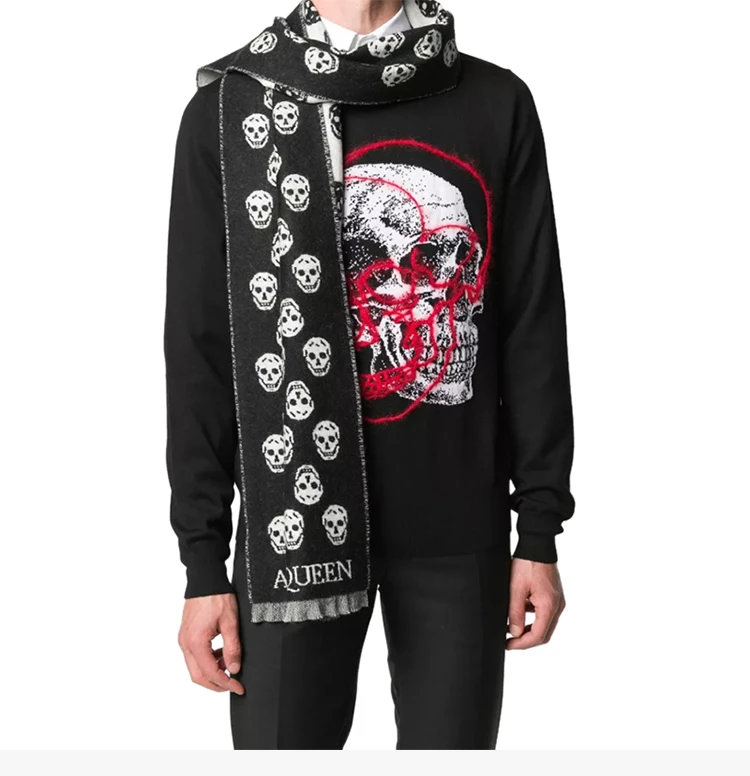 商品Alexander McQueen|ALEXANDER MCQUEEN 拼色中性围巾 624425-4200Q-1078,价格¥1147,第8张图片详细描述