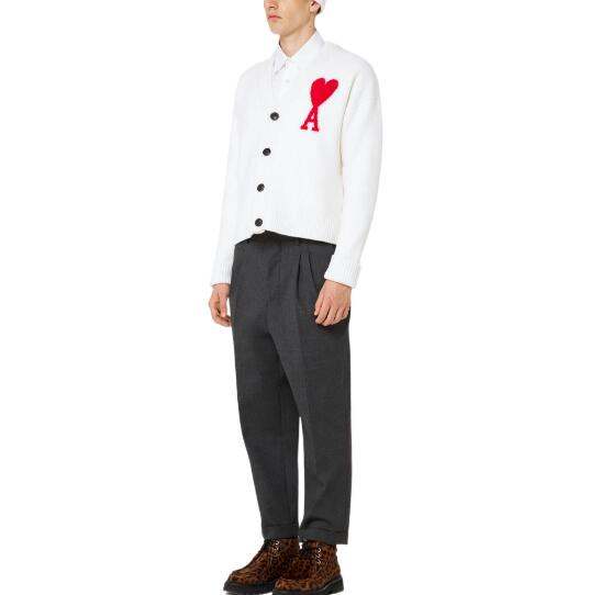 商品AMI|AMIPARIS 印花LOGO系扣长袖针织衫 男女同款 米白色黑色（香港仓发货）,价格¥2455,第7张图片详细描述