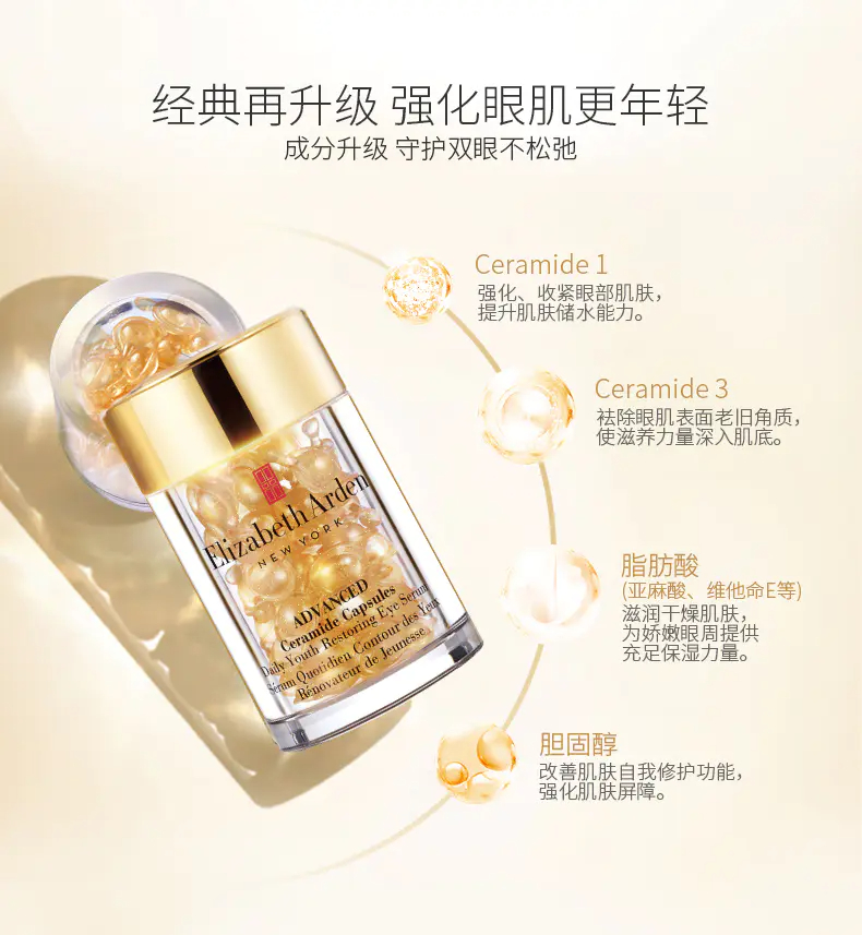 商品Elizabeth Arden|伊丽莎白雅顿黄金眼部精华60粒【香港直邮】多维提拉紧致眼周,价格¥215,第2张图片详细描述