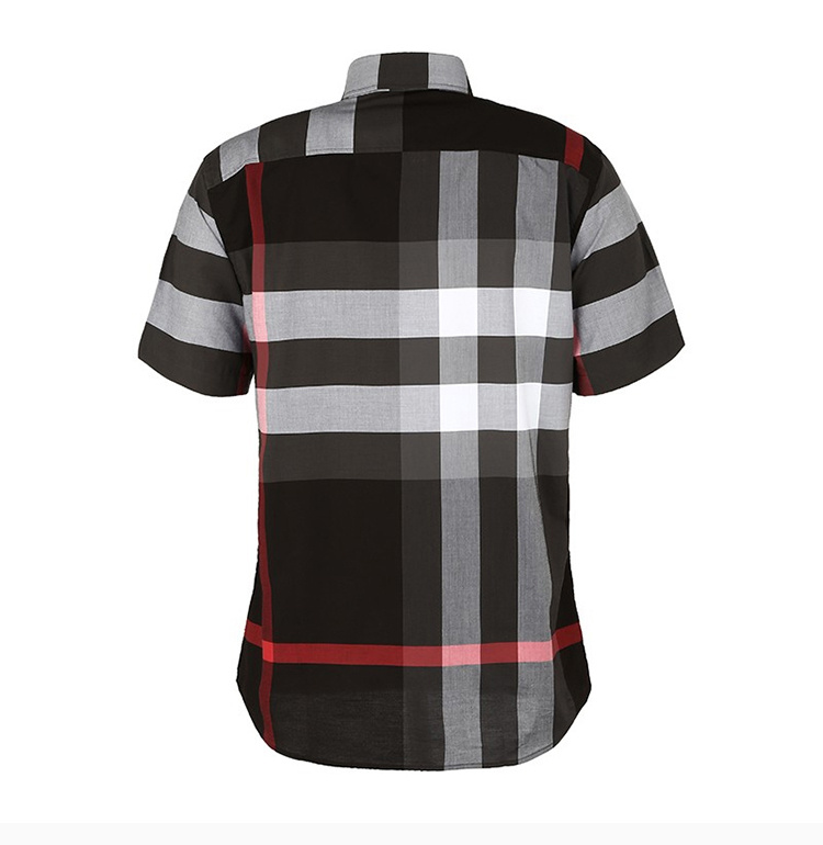 商品Burberry|Burberry 博柏利 男士深灰色经典格纹短袖衬衫 8025607,价格¥2127,第8张图片详细描述
