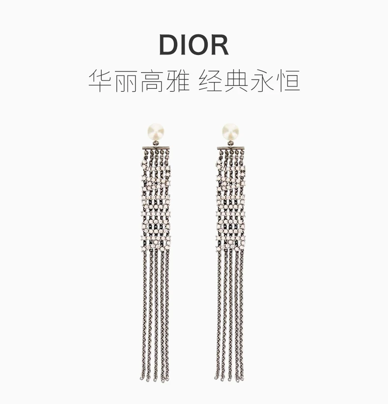 商品[国内直发] Dior|DIOR 女士银色长款耳环 E1041ADRCY-909,价格¥5627,第1张图片详细描述