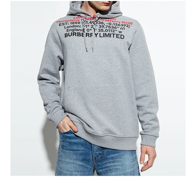 商品Burberry|BURBERRY 灰色男士卫衣/帽衫 8048283,价格¥2475,第5张图片详细描述